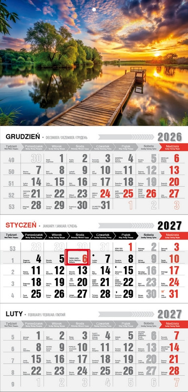 Kalendarz trójdzielny KTM jednoplanszowy z magnesem Pan Kalendarzyk